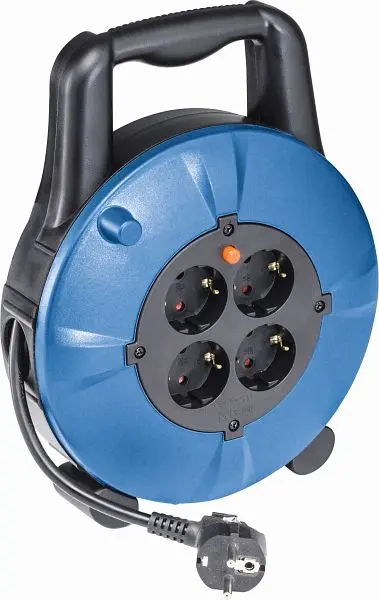 as-Schwabe Kabelbox schwarz/blau 10m Kunststoffmantelleitung H05VV-F 3G15 mit Sicherheitkontaktstecker 16094