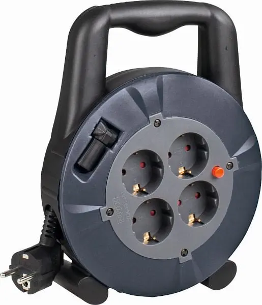 as-Schwabe Kabelbox schwarz/grau 5m Kunststoffmantelleitung H05VV-F 3G15 mit Sicherheitkontaktstecker 16080