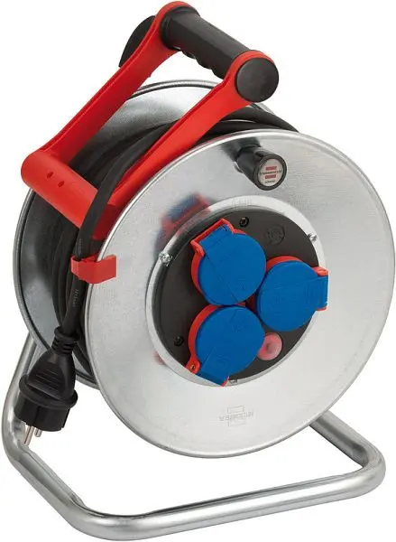 Brennenstuhl Garant S IP44 Kabeltrommel 25m - Stahlblech (kurzfristiger Verwendung im Außenbereich) - MADE GERMANY - silb...