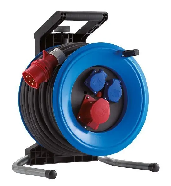HEDI Kunststoff-Kabeltrommel Professional Plus 320 33 m Neopren-Gummi-Leitung 5G25 2 Sicherheitsteckdosen K3D3316T2