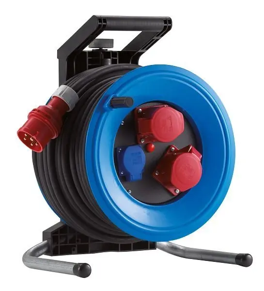 HEDI Kunststoff-Kabeltrommel Professional Plus 320 25 m Neopren-Gummi-Leitung 5G25 1 Sicherheitsteckdose K3D25162T2