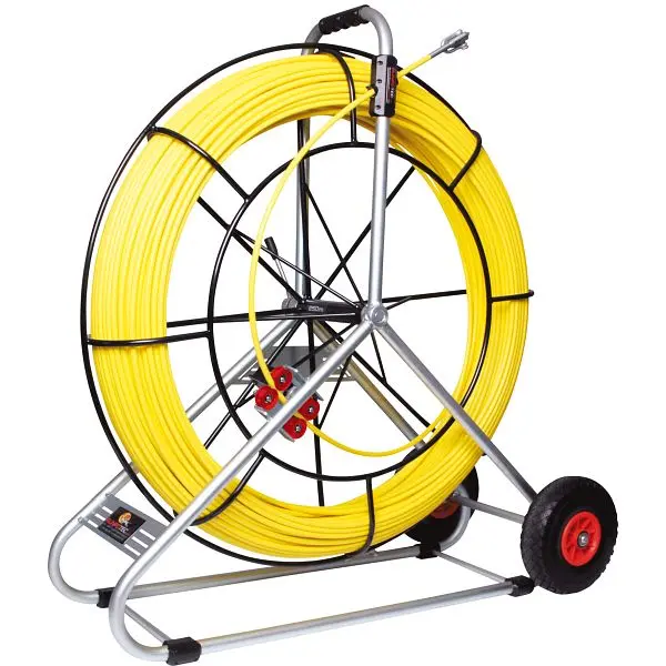 Runpotec Glasfaserstab 150 m Durchmesser 11 mm inklusive Stahlhaspel 1000 mm-fahrbar Meterzähler - RUNPOTEC Gewinde RTG 1...