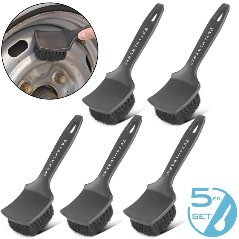 Richt- STAHLWERK Felgenbürste 5er Set Autoreinigungsbürste | Detailing-Bürste | Radbürste | Felgenreiniger | Pflegebü...