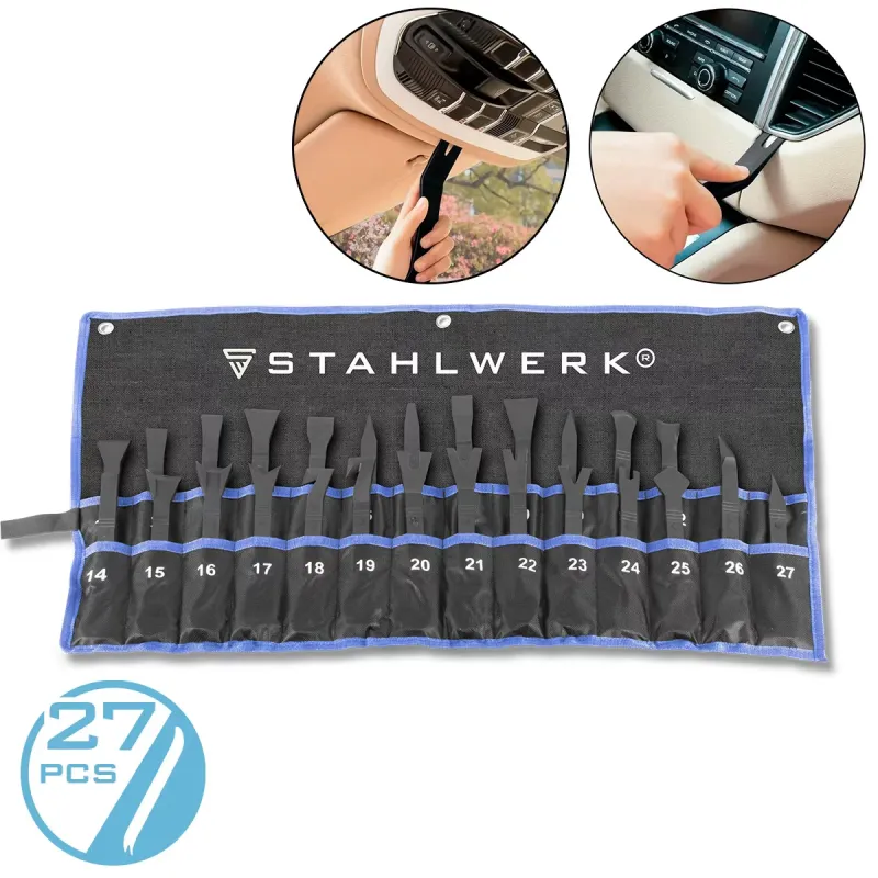 STAHLWERK Demontage-Werkzeug-Set 27-teilig Ausbauwerkzeug | Cliplöser| Clipheber | Montagekeile | Montagehebel | Zierleis...