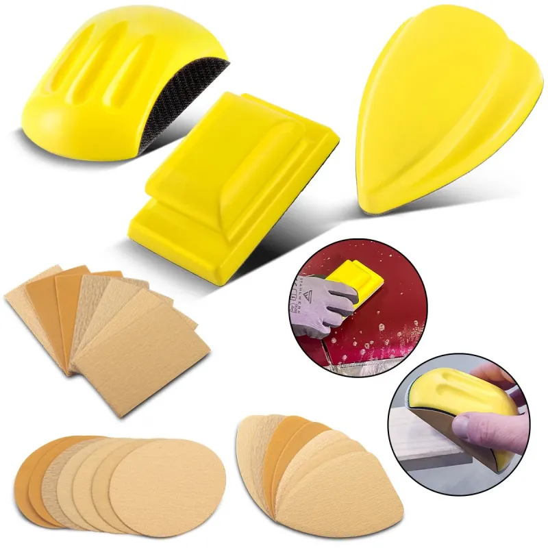 STAHLWERK Handschleifblock 3er Set mit P80 | P100 | P120 | P150 | P180 | P240 | P320 Körnung, Schleifblock | Schleifschwa...