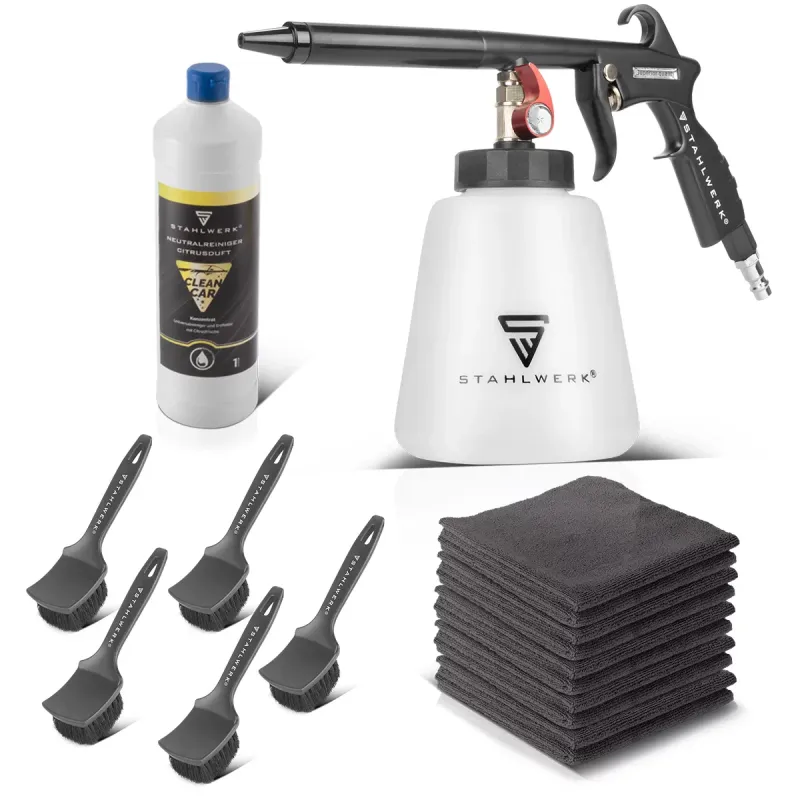 Steelworks compressed air cleaning gun RP-93 ST set 1 liter universal cleaners, rim brushes and Feinstfaser cloth | Compre...