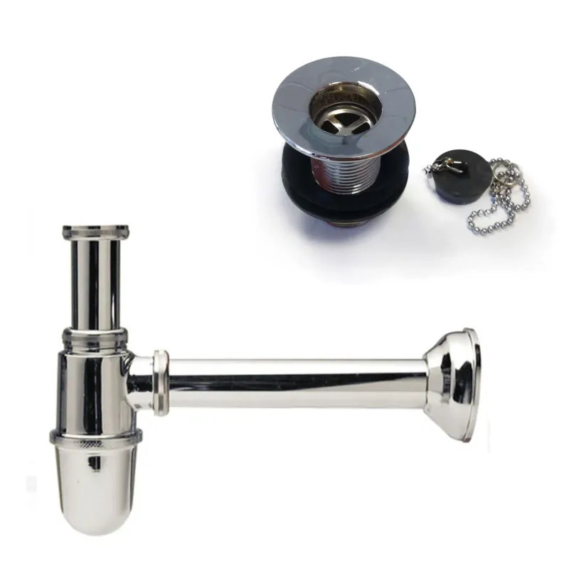 Kit Siphonablauf und Ablaufgarnitur aus verchromtem Messing für Außenwaschbecken