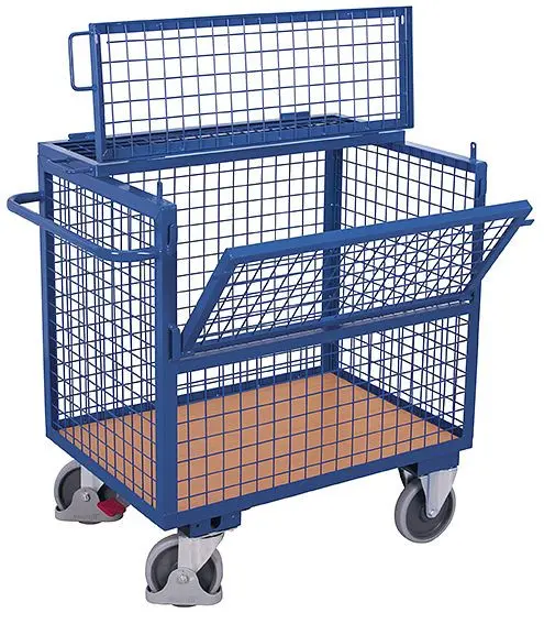 VARIOfit Drahtkastenwagen mit Deckel fest verschweißt Ladefläche: 975 x 680 mm RAL 5010 enzianblau sw-700.405