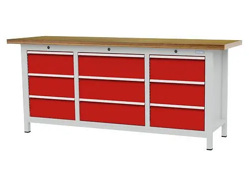 Bedrunka+Hirth Kastenwerkbank R 18-16 und R 24-16 Schubladenanzahl: 9 Abmessungen: 2000 x 600 x 859 mm Tragkraft Schublade...