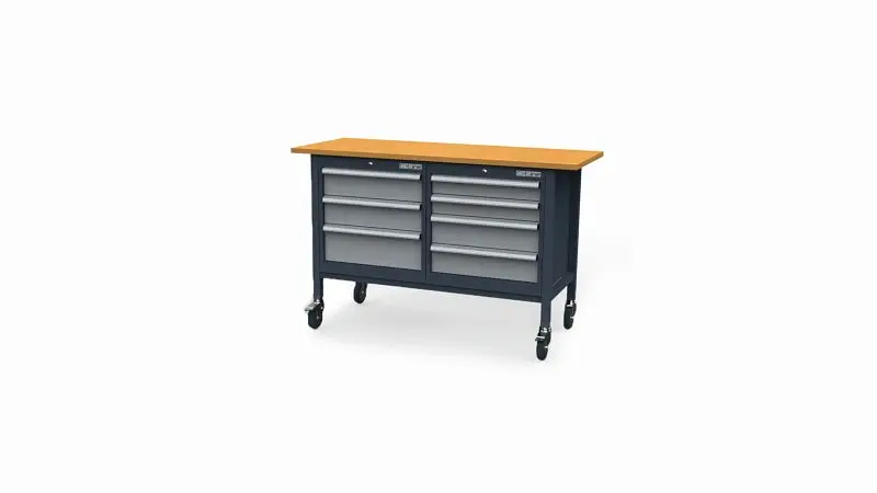 Simplaflex Mobile Kastenwerkbank mit 2 Gehäuse mit 7 Schubladen rechts und links B x T x H 1500 x 600 x 960 mm CL6634MKW15
