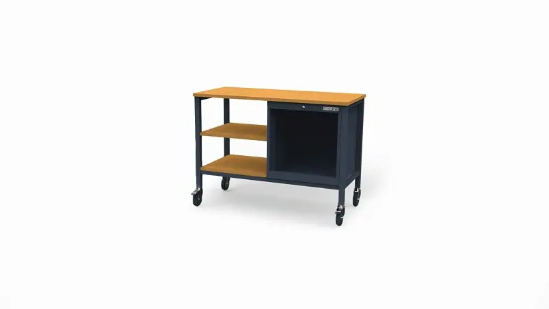 Simplaflex Mobile Kastenwerkbank mit 1 Leergehäuse und 2 Holzfachböden B x T x H 1300 x 600 x 960 mm CL62FBMKW13