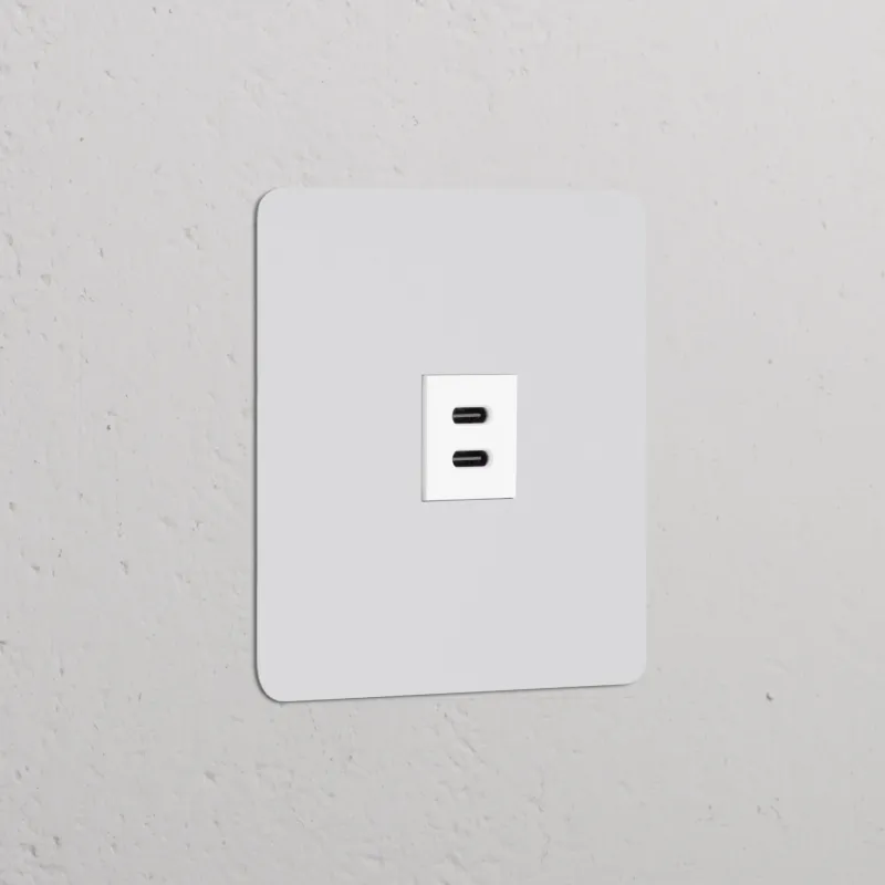 Kew USB-C-Anschluss (30 W) 1x Einfachrahmen - Lackierbar | Weiß Kratzfeste Oberfläche