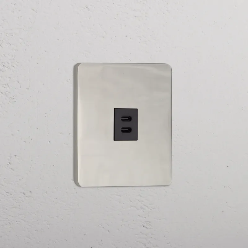 USB-C-Anschluss (30 W) 1x Einfachrahmen | Edelstahl | Wetterfest Regular