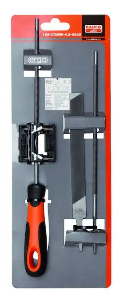 Bahco 168-COMBI-4.8-6920 Kettensägefeile-Set, Ergo-Heft, 200mm Ø 4,8mm, Feilen-Hilfe 1 St. robust und verschleißfest