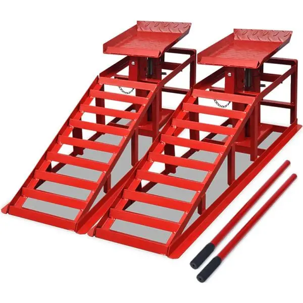 vidaXL Auffahrrampen 2 Stück Rot Stahl Top-Produktqualität 210352