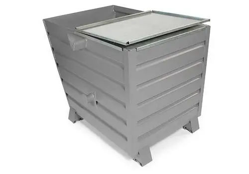 DENIOS Schüttgutbehälter Universal aus Stahl 650 Liter mit Deckel grau 174062