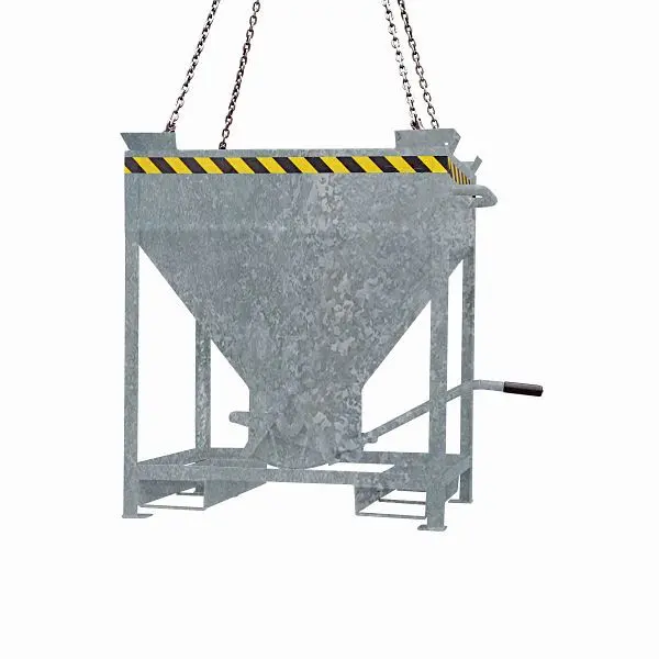 Eichinger Industrie Silobehälter Einfahrtaschen und Kranösen mittigem per Hebel bedienbarem Auslauf 300 Liter feuerverzi...