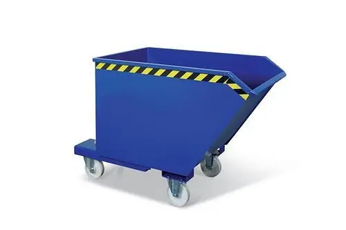 RR Industrietechnik Spänekipper aus Stahl 500 Liter Volumen blau inkl. öldichter Verschweißung und Ablasshahn 181504