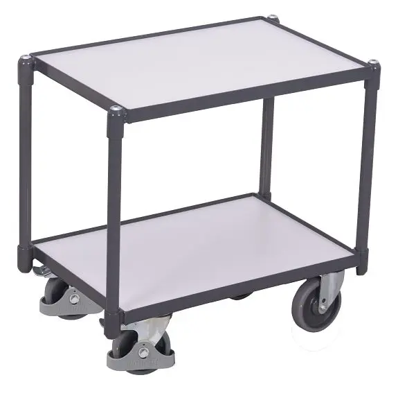 VARIOfit ESD Euro-Systemroller mit 2 Ladeflächen (10 mm Rand) Ladefläche: 605 x 410 mm RAL 7024 graphitgrau Ladehöhe: 1...