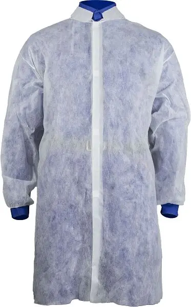 ASATEX Besucher-Kittel Polypropylen ca. 40 g/m² Kragen Armgummi 4-Punkt-Klettverschluss Farbe: weiss VE: 50 Stück Gröss...