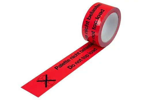 DENIOS Warn-Klebeband PP Aufdruck Palette nicht belasten signal-rot 50 mm breit x 66 m VE: 12 Rollen 299570