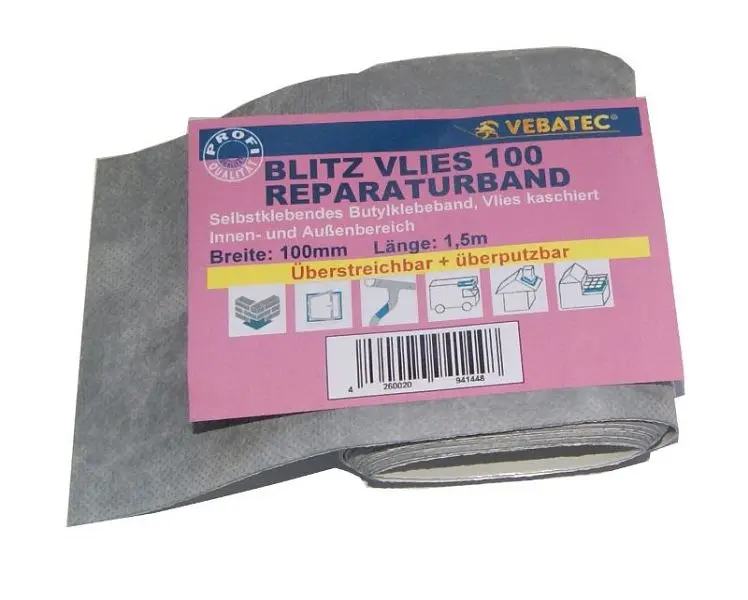 Vebatec Blitz Butyl Reparaturband Vlies 100mm x 15m 105