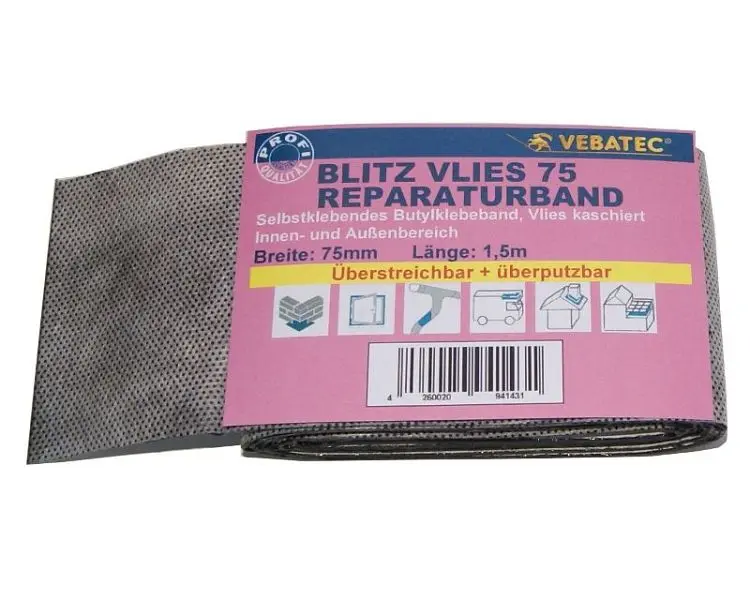 Vebatec Blitz Butyl Reparaturband Vlies 75mm x 15m 104
