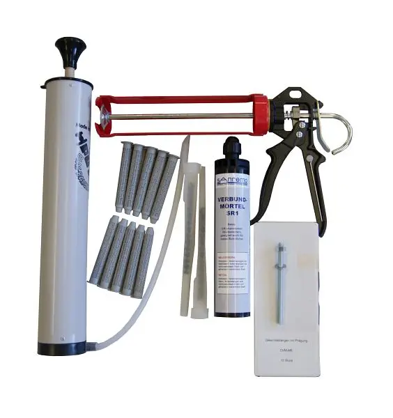 Sanremo SET 12 Injektionsmörtelsystem- 10x Ankerstange M8 x 110mm verzinkt 10x Siebhülse 13 x 100mm Auspresspistole Ausb...