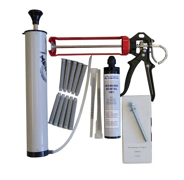 Sanremo SET 26 Injektionsmörtelsystem- 10x Ankerstange M10 x 160mm Edelstahl A4 10x Siebhülse 15 x 100mm Auspresspistole...