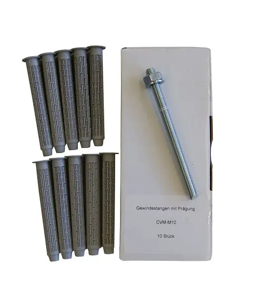 Sanremo SET 28 Injektionsmörtelsystem- 10x Ankerstange M10 x 130mm Edelstahl A4 + 10x Siebhülse 15x100mm SET28