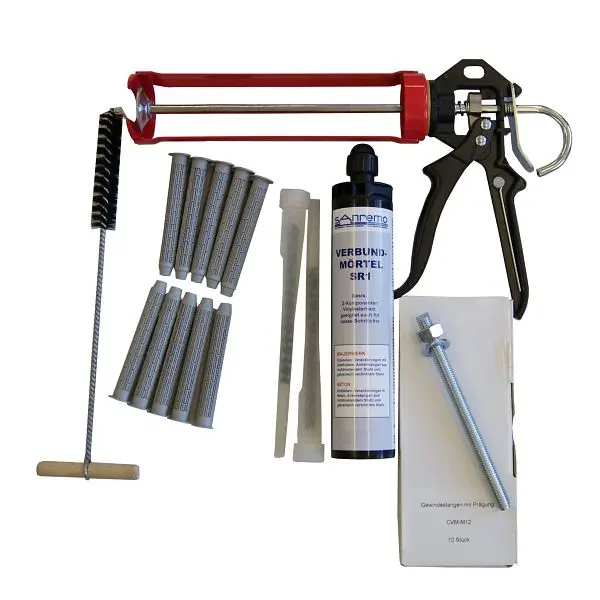 Sanremo SET 21 Injektionsmörtelsystem- 10x Ankerstange M12 x 160mm Edelstahl A4 10x Siebhülse 15 x 100mm Auspresspistole...