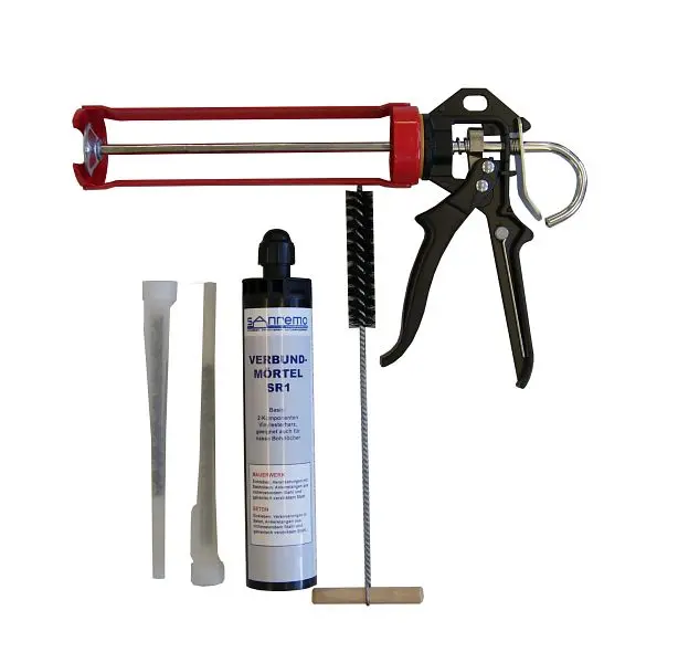 Sanremo SET 04 Injektionsmörtelsystem- 300ml Kartusche 2 Statikmischer Auspresspistole Reinigungsbürste SET04