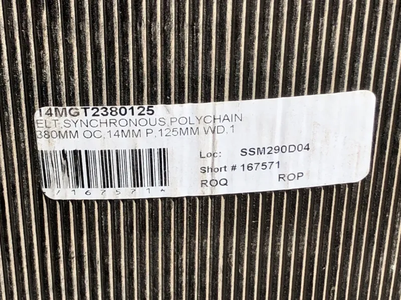 380 mm OC, 14 mm P, 125 mm WD Correa N° 14MGT2380125