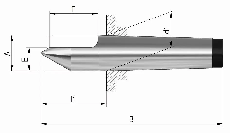 Röhm Feste Zentrierspitzen Aufnahme Morsekegel 2 DIN 806 halbe Spitze Werkstoff: legierter Werkzeugstahl 13868