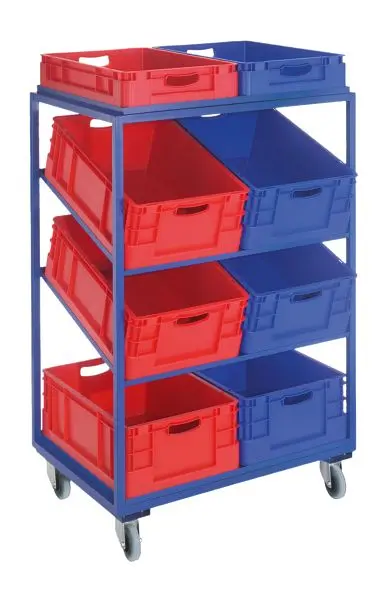 Kappes Beistell- und Kommissionier Wagen RAL5010 Modell 33 Inklusive Transportbehälter: 2x 600x400x120 6x 600x400x220 770...