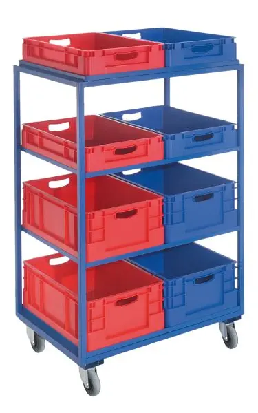 Kappes Beistell- und Kommissionier Wagen RAL5010 Modell 36 Inklusive Transportbehälter: 4 x 600 x 400 x 120 mm 4 x 600 x ...