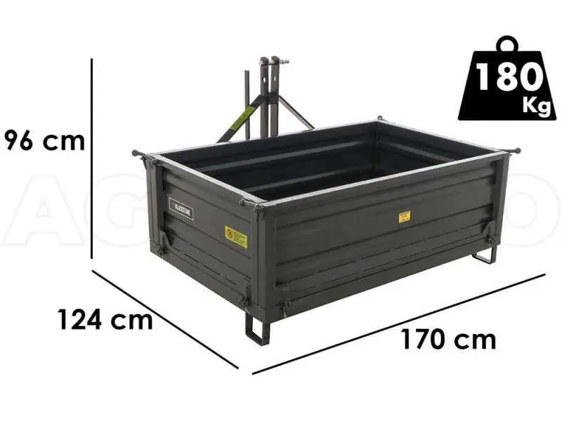 Professionelle Ausführung Heckcontainer für Traktoren Blackstone B-TB 160 - kippbar - 3 Bordwände