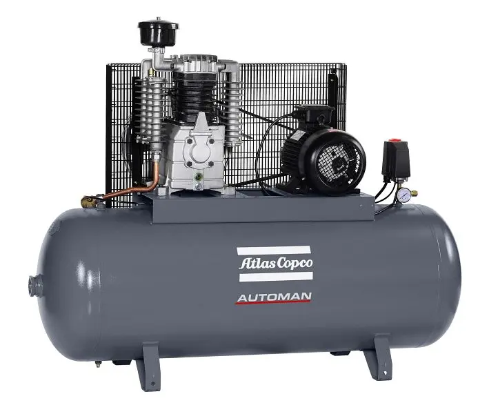 Atlas Copco Kolbenkompressor AC 55-11E 270TS Keilriemenantrieb 400V/3Ph/50Hz Stern-Dreick-Schantiker ölgeschmiert luftgek...