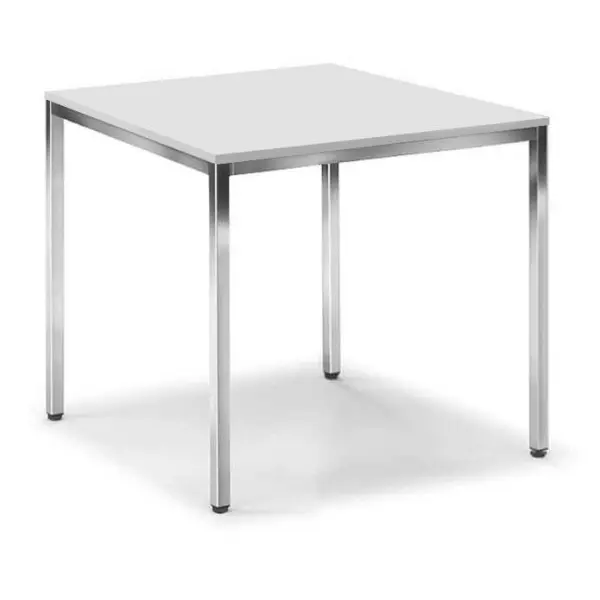 Deskin Besprechungstisch BASE-MODUL Platte Dekor Lichtgrau Gestell verchromt B 800 x T 800 x H 720 mm 248681