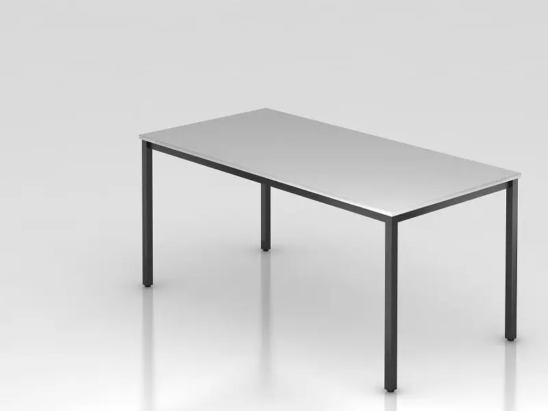 Hammerbacher Besprechungstisch 160x80cm Grau/Schwarz eckig Rechteckform VDQ16/5/D