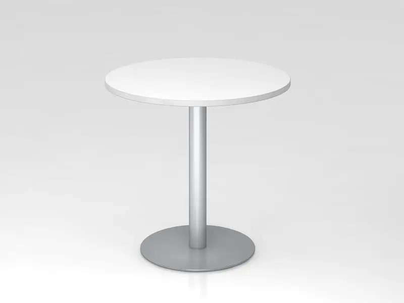Hammerbacher Besprechungstisch 80cm rund Weiß/Silber Gestell Silber VSTF08/W/S