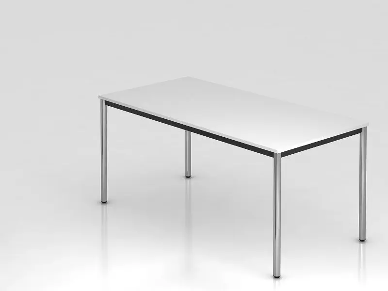 Hammerbacher Besprechungstisch Rundfuß 160x80 Weiß/Chrom Rechteckform VDR16/W/C