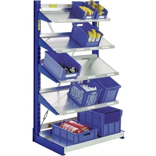 BITO Kragarmregal Set /1980x1115x700 NT300 IPE100 TypL G 1-seitig RAL5010 Schrägboden C0670-0089