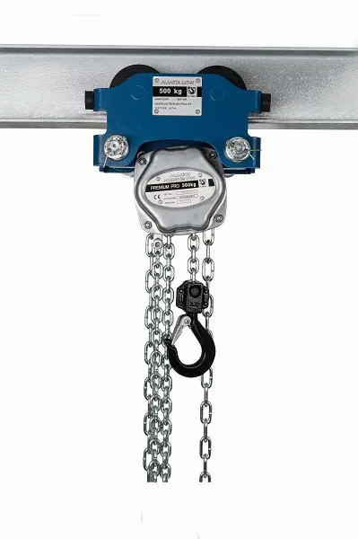 Planeta Kurzes Kombifahrwerk LHT-H-010L mit Handlaufkatze und Flaschenzug Premium-PRO Tragfähigkeit 1000 kg 3 m Hub G20301
