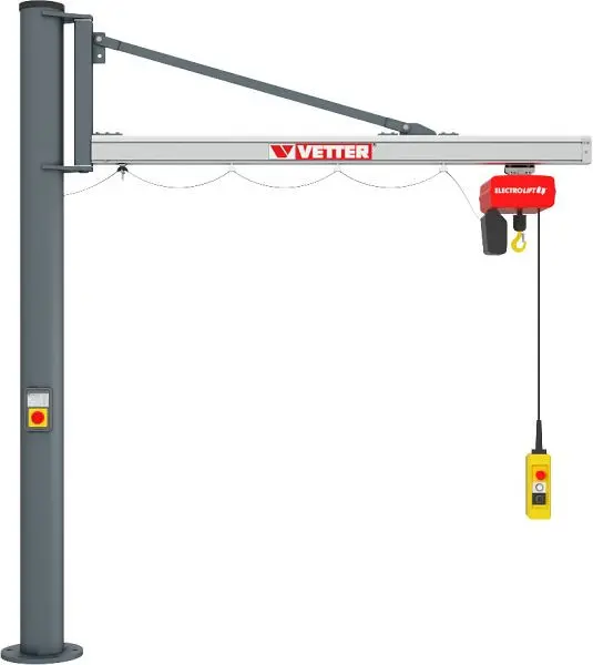 Vetter 500 kg 49 m Säulenschwenkkran UNILIFT + Verbundanker-System + Elektrokettenzug US5-44+VAS2+SiXX4F-BL