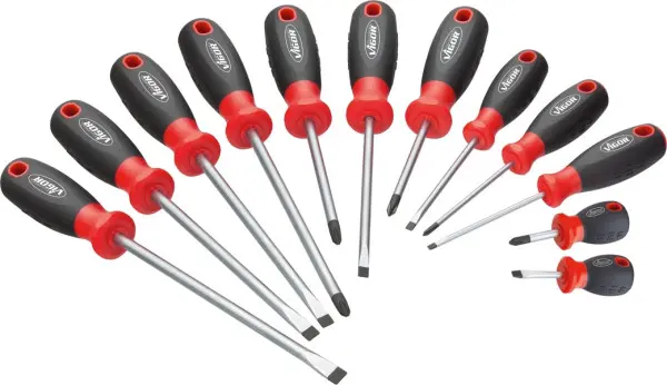 VIGOR Schraubenzieher Satz Schlitz Profil Kreuzschlitz Profil PH 06 x 3 - 16 x 10 PH0 - PH3 Anzahl Werkzeuge: 11 V4655