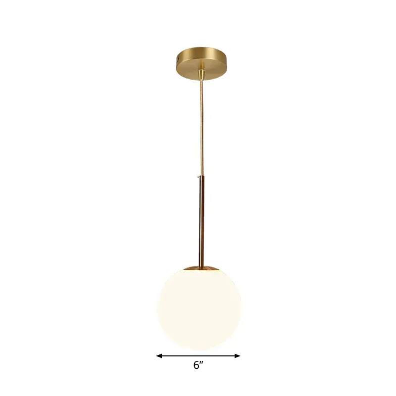 Einfache kugelförmige Tropfen-Pendelleuchte aus weißem Glas, 1 Licht, 6"/8"/10" Durchmesser, Schlafzimmer-Pendelleuchte ...