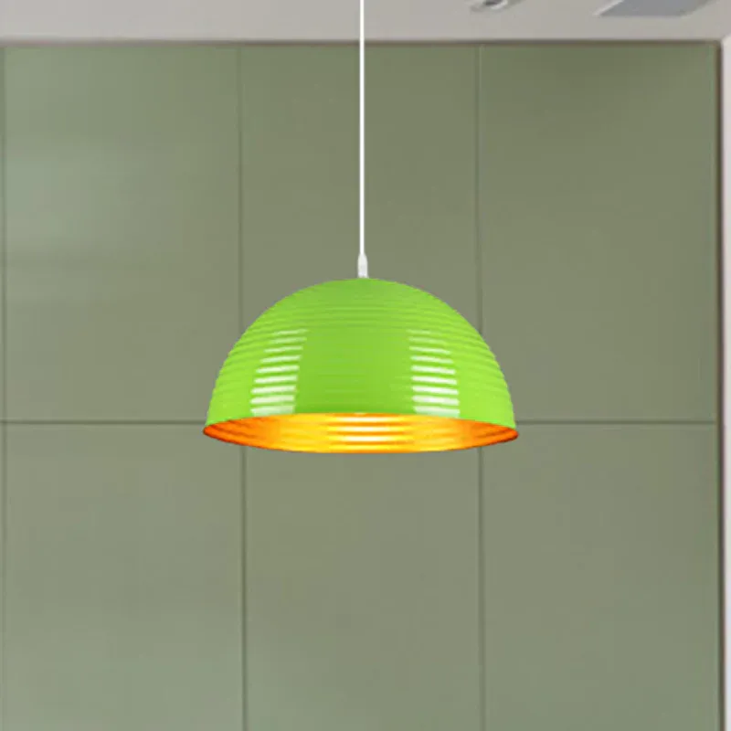 Kuppelschirm-Pendelleuchte mit Rüschen, zeitgenössische Metall-Einzelkopf-Pendelleuchte Rot/Gelb/Blau, 12"/16"/19,5" ger...