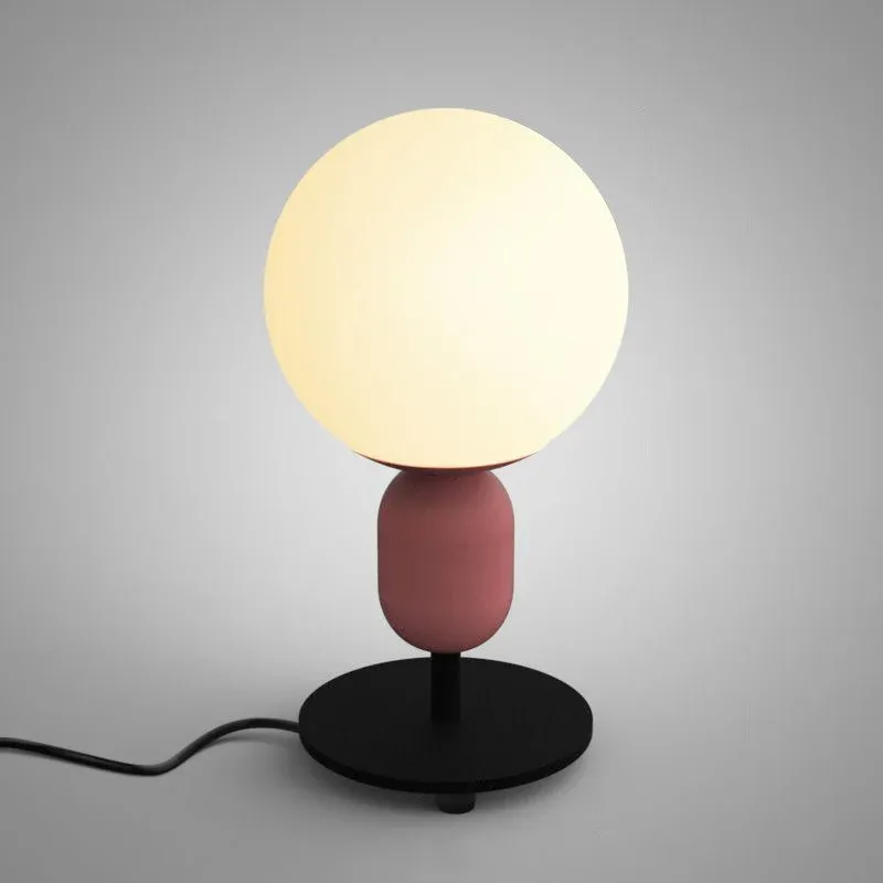 Stahlseil Weiße kugelförmige Nachtlampe aus Glas, Macaron-Tischleuchte mit 1 Kopf für Kinderzimmer