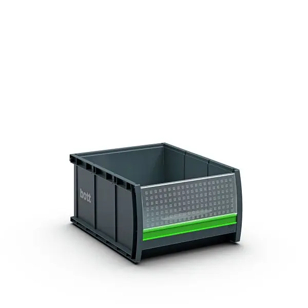 bott bottBox L3X mit Sichtfenster und Beschriftungsclip VE: 6 Stück BxTxH: 264x339x165mm Kunststoff RAL 7016 13022175.19